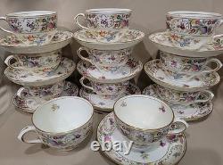 Hammersley Bone China England Dresden Sprays 11 Cups& 10 Saucers Set Rare