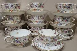 Hammersley Bone China England Dresden Sprays 11 Cups& 10 Saucers Set Rare