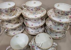 Hammersley Bone China England Dresden Sprays 11 Cups& 10 Saucers Set Rare
