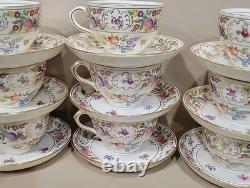 Hammersley Bone China England Dresden Sprays 11 Cups& 10 Saucers Set Rare