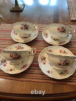 Hammersley & Co. Tea Cup and Saucer Fine Bone China, ENGLAND, Floral Set Of 4