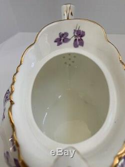 Hammersley England Victorian Violets Pattern Bone China Teapot Cream Sugar Set