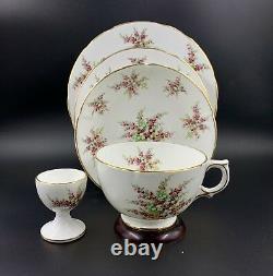 Hammersley Heather Breakfast Set Egg Cup Tea Cup and Plates Bone China England