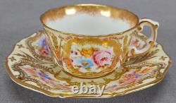 Hammersley Pink Rose Floral Pale Yellow & Gold Demitasse Cup & Saucer C1912-1939