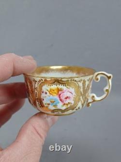 Hammersley Pink Rose Floral Pale Yellow & Gold Demitasse Cup & Saucer C1912-1939