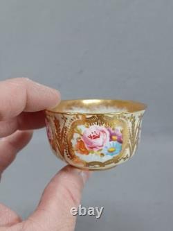 Hammersley Pink Rose Floral Pale Yellow & Gold Demitasse Cup & Saucer C1912-1939