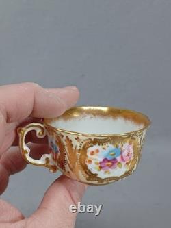 Hammersley Pink Rose Floral Pale Yellow & Gold Demitasse Cup & Saucer C1912-1939