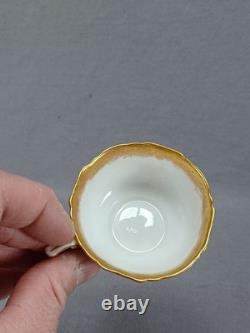 Hammersley Pink Rose Floral Pale Yellow & Gold Demitasse Cup & Saucer C1912-1939