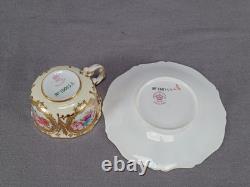 Hammersley Pink Rose Floral Pale Yellow & Gold Demitasse Cup & Saucer C1912-1939