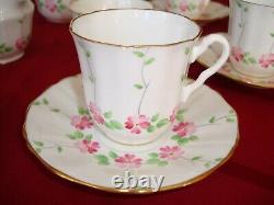 Hand Painted Adderley England Bone China Coffee Tea Set, Pot Sugar Cream 6 Cups