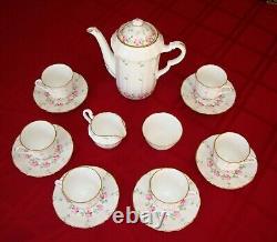 Hand Painted Adderley England Bone China Coffee Tea Set, Pot Sugar Cream 6 Cups