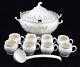 Hartley Greens & Co Leeds Punch Bowl Set 8 Cup Pierced Creamware England China