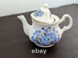 Heirloom Fine Bone China England Mini Tea Set Service 2 Blue Floral 9 Pc