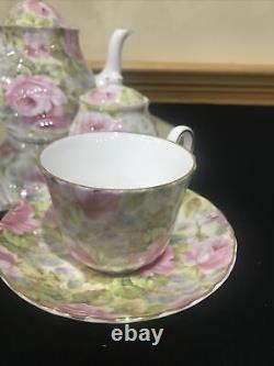 Heirloom Fine Bone China England Tea Set Service 2 Floral 9 Pc
