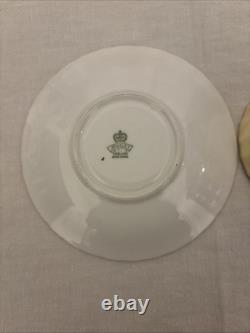 J A Bailey Aynsley England Bone China Cabbage Rose Gold Accent Tea Cup & Saucer