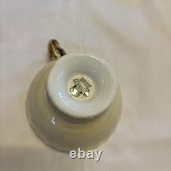 J A Bailey Aynsley England Bone China Cabbage Rose Gold Accent Tea Cup & Saucer