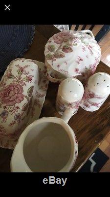 JOHNSON BROTHERS china ROSE CHINTZ made in England SET SERVICE for 12 PLUS