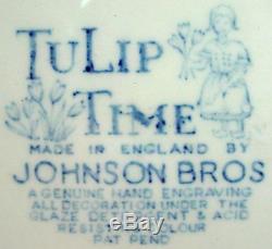 JOHNSON BROTHERS china TULIP TIME BLUE England 53-piece SET SERVICE for Eight 8