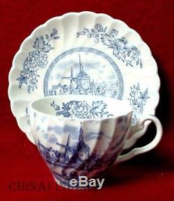 JOHNSON BROTHERS china TULIP TIME BLUE England 53-piece SET SERVICE for Eight 8