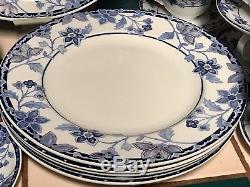 JOHNSON BROs White & Blue Floral China Set Dinnerware Made In England