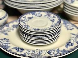 JOHNSON BROs White & Blue Floral China Set Dinnerware Made In England