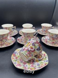 James Kent, Du Barry Chintz Floral Cup & Saucer Bone China, England SET 7
