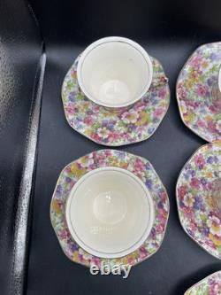 James Kent, Du Barry Chintz Floral Cup & Saucer Bone China, England SET 7