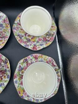 James Kent, Du Barry Chintz Floral Cup & Saucer Bone China, England SET 7
