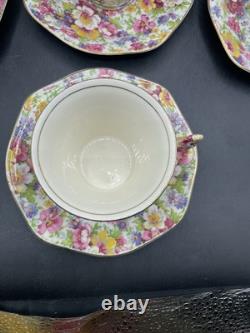 James Kent, Du Barry Chintz Floral Cup & Saucer Bone China, England SET 7