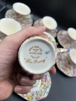 James Kent, Du Barry Chintz Floral Cup & Saucer Bone China, England SET 7