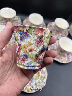 James Kent, Du Barry Chintz Floral Cup & Saucer Bone China, England SET 7