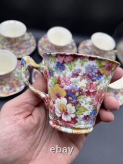 James Kent, Du Barry Chintz Floral Cup & Saucer Bone China, England SET 7