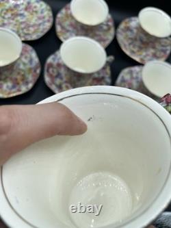 James Kent, Du Barry Chintz Floral Cup & Saucer Bone China, England SET 7