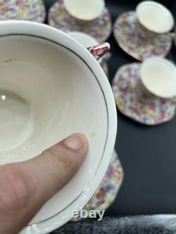 James Kent, Du Barry Chintz Floral Cup & Saucer Bone China, England SET 7