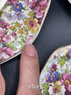 James Kent, Du Barry Chintz Floral Cup & Saucer Bone China, England SET 7