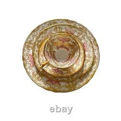John Aynsley Bone China 7986 00 Place Setting Gold Leaf Ornate Pink Vtg Money