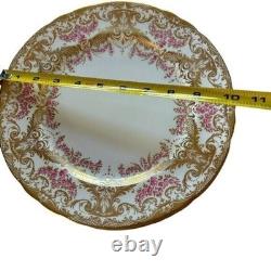 John Aynsley Bone China 7986 00 Place Setting Gold Leaf Ornate Pink Vtg Money