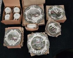 Johnson Bros Friendly Village 28pc Place Settings Dishes RARE NO Longer Made