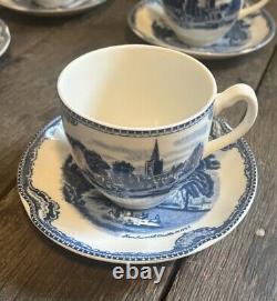 Johnson Bros Old Britain Castles 1792 Tea Set Blue Tea Pot Cups Saucers