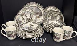 Johnson Brothers Bros Friendly Village 28 pcs, 7 pc Place Setting, Service for 4