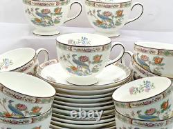 Kutani Crane by Wedgwood of England Bone China 12 Sets Footed Cup and Saucer