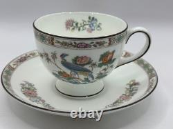 Kutani Crane by Wedgwood of England Bone China 12 Sets Footed Cup and Saucer