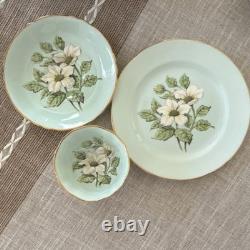 LOT Dogwood Paragon Fine Bone China Floral Dish Set 3-Piece Gold Trim England