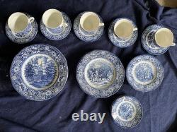 Liberty Blue Historic Colonial Scenes by Staffordshire Dish Set China