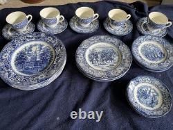 Liberty Blue Historic Colonial Scenes by Staffordshire Dish Set China