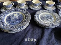 Liberty Blue Historic Colonial Scenes by Staffordshire Dish Set China
