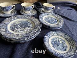 Liberty Blue Historic Colonial Scenes by Staffordshire Dish Set China