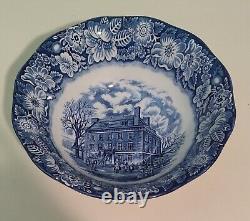 Liberty Blue & White Dish Dinnerware Set Historic Colonial Scenes 107 pcs