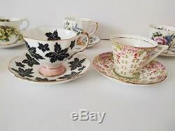 Lot Of 10 English Bone China Teacup & Saucer Sets Floral Royal Albert Aynsley