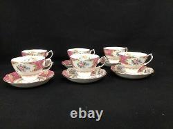 Lot Of 6 Royal Albert England Bone China Footed Cup & Saucer Set Lady Carlyle